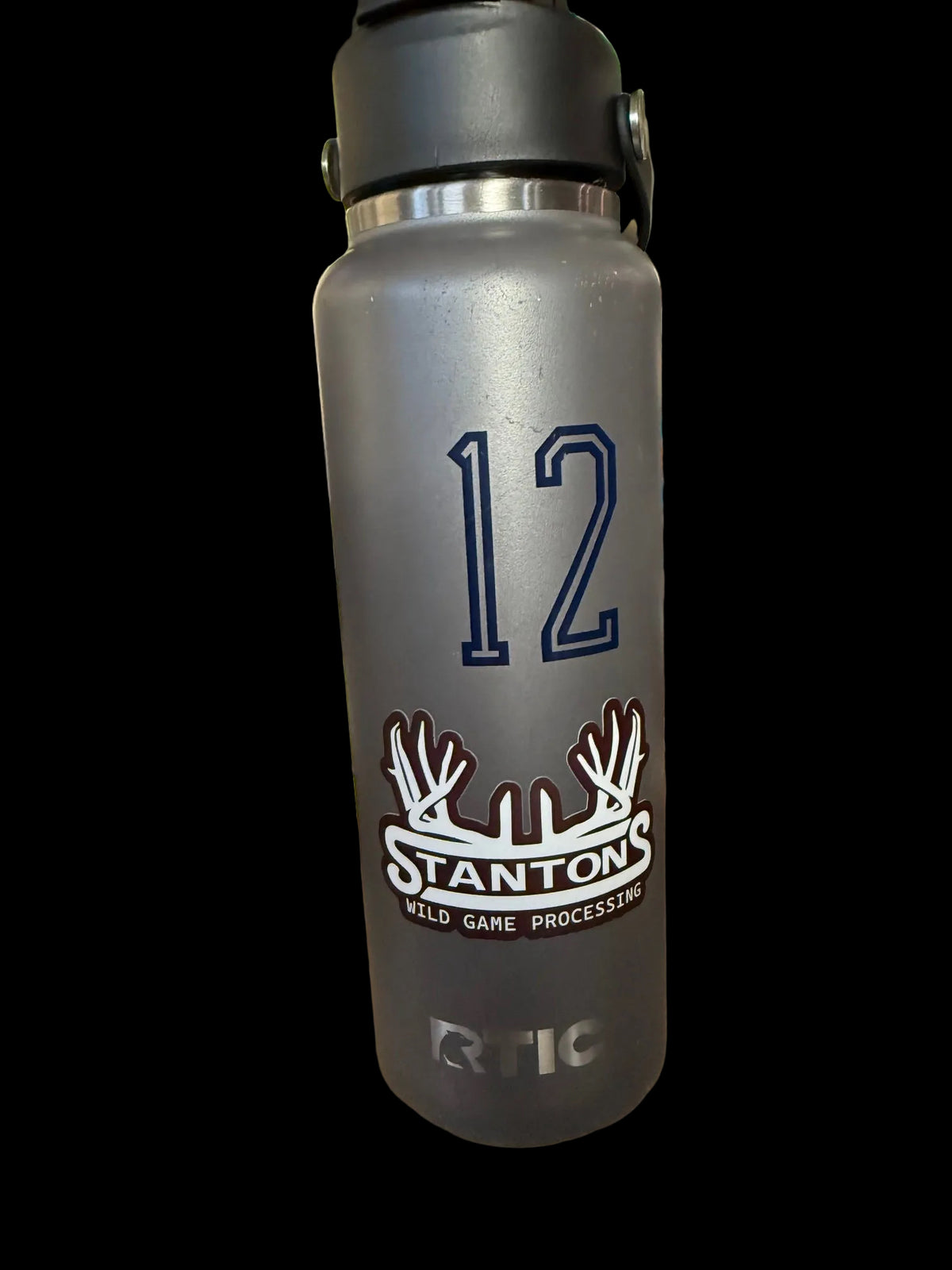 Stanton's Wild Game Processing sticker on RTIC water bottle